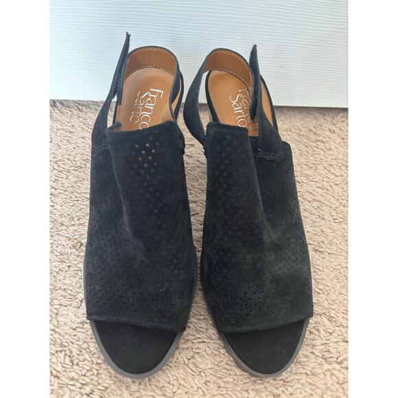 Franco Sarto Austin black leather sandal heel sz 9.5 - Picture 5 of 10